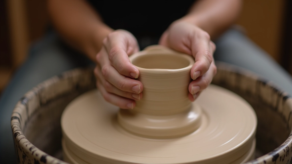 Centering clay on pottery wheel